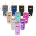 Wholesale Silicone Sleeve Bamboo Lid Coffee Reusable Water Bottles Custom 32oz Glass Tumbler Whit Handle