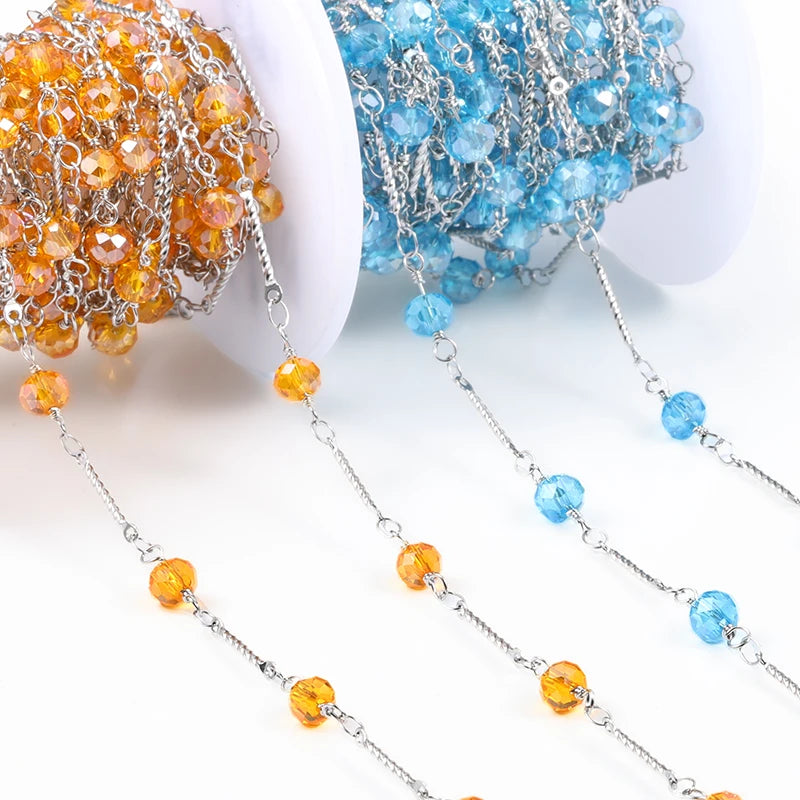 Handmade Crystal Chain for Women Men Necklace Bracelets Different Color Stainless Steel Chains for DIY Jewelry Making