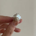 Fashion Sterling Silver  Wrap Ring Open Adjustable Size square Shaped Freshwater Vintage Pearl Ring