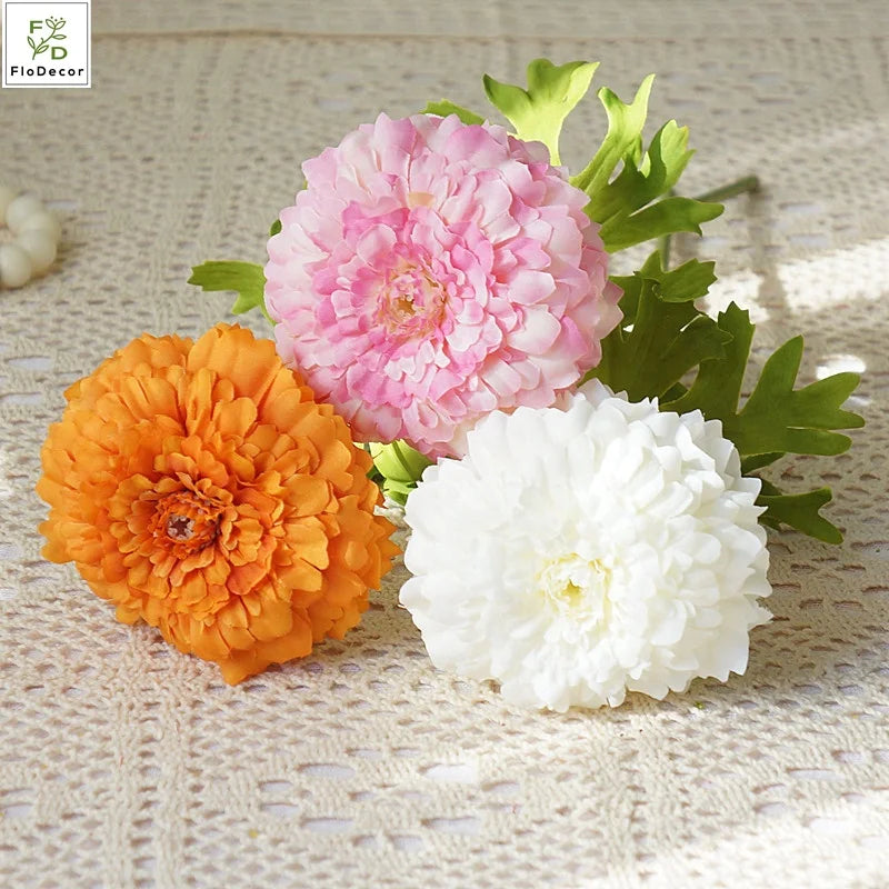 Wholesale High Quality Artificial 6 Colors Silk Chrysanthemum Flowers Orange White Yellow for Home Hotel Party Decoration