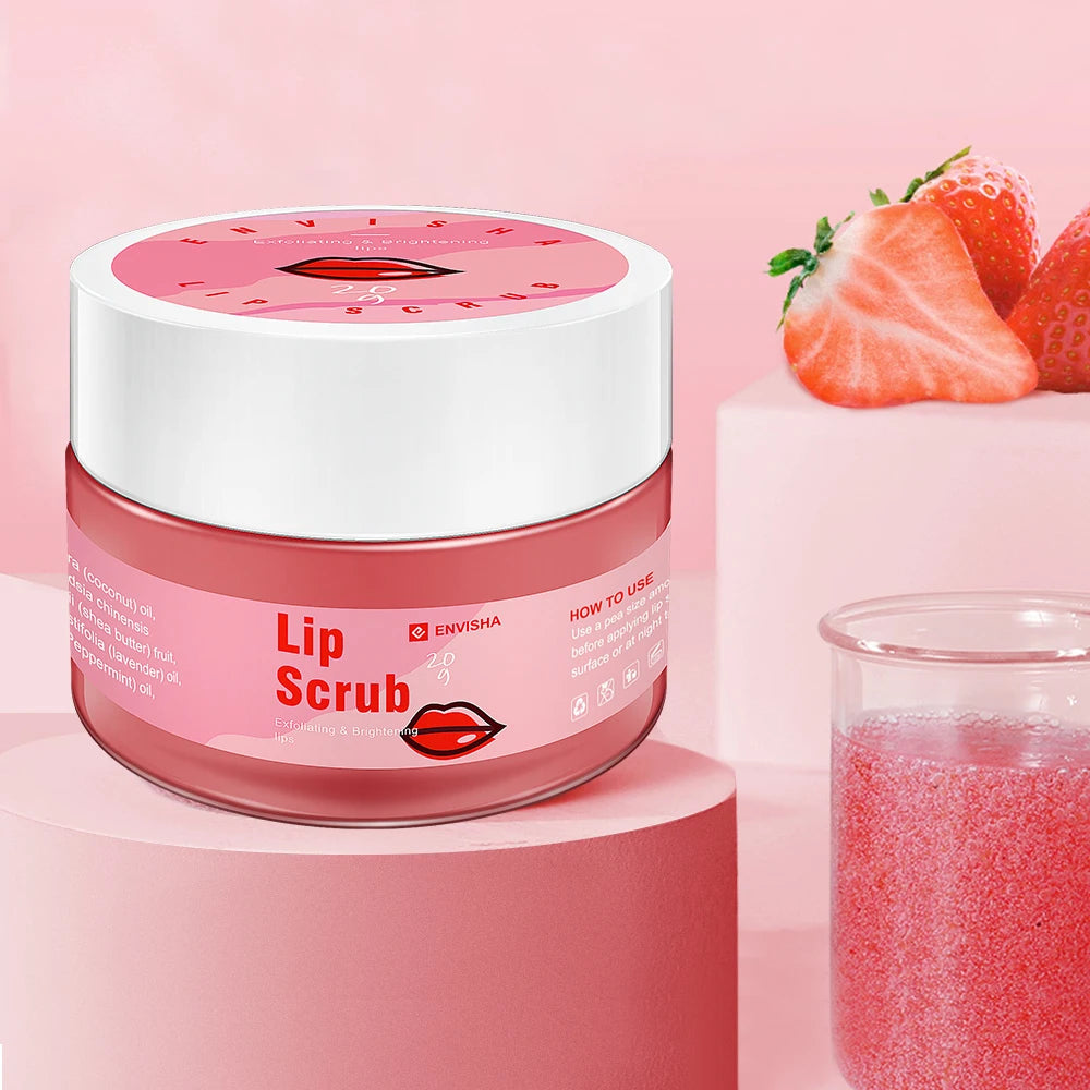 Free Customized Lip Scrub Brush Packaging Designed Private Label Remove Dead Skin Natural Sugar pink Lip Scrub