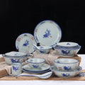 Chinese Retro Blue and White Ceramic Rice Bowl Cheap Price Plate Porcelain Tableware High Temperature Farmhouse Tableware