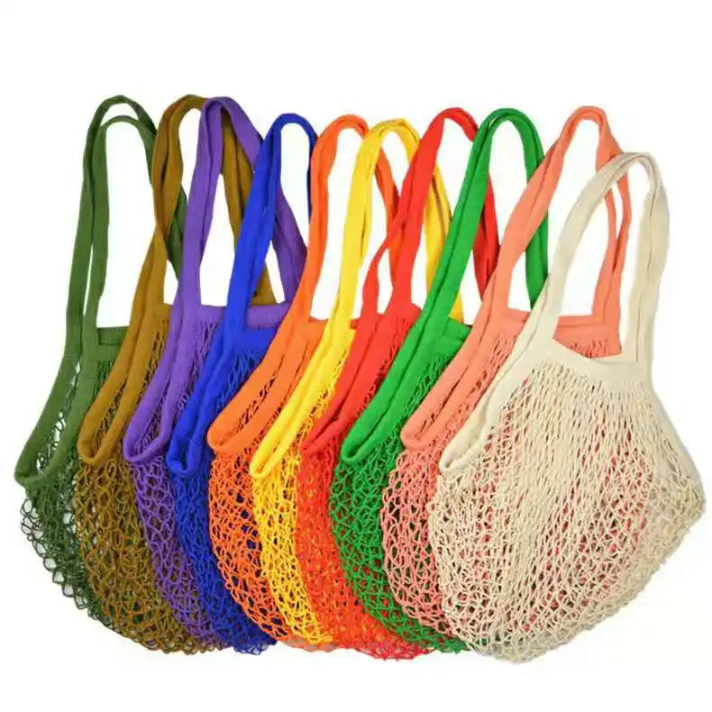 Custom Logo Supermarket Bag Reusable Cotton Net Packaging Bag for Foods Fruit Vegetable Grocery Shopping   Mesh Bag