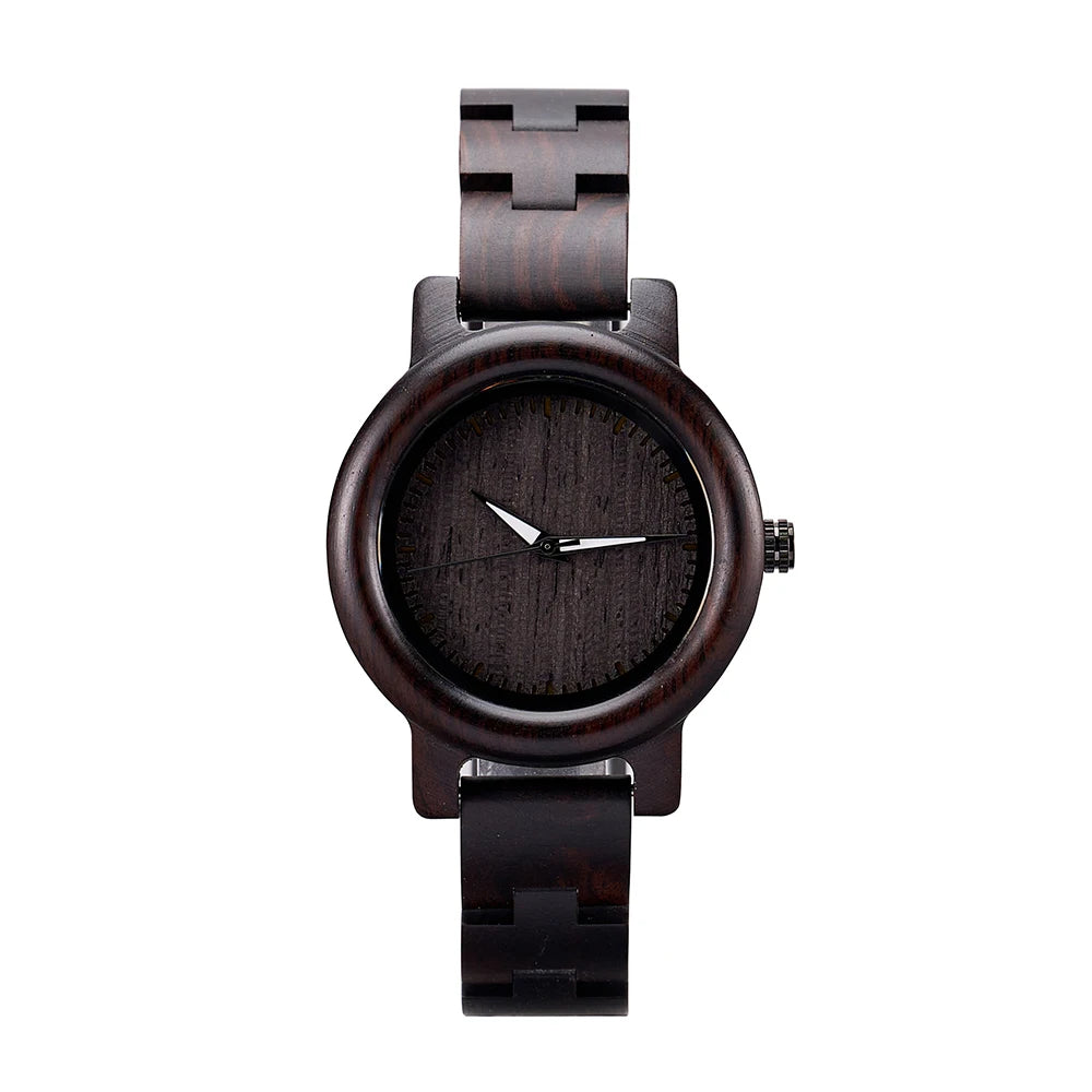 For Ladies Wooden Quartz Fashion Antique Sport Watches OEM with Glass Dial and Custom Logo