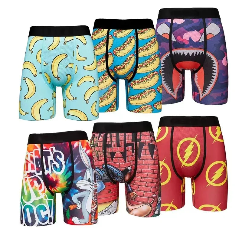 Fashionable Men's Ice Silk Boxers Running Fitness Sports Long Underwear Men