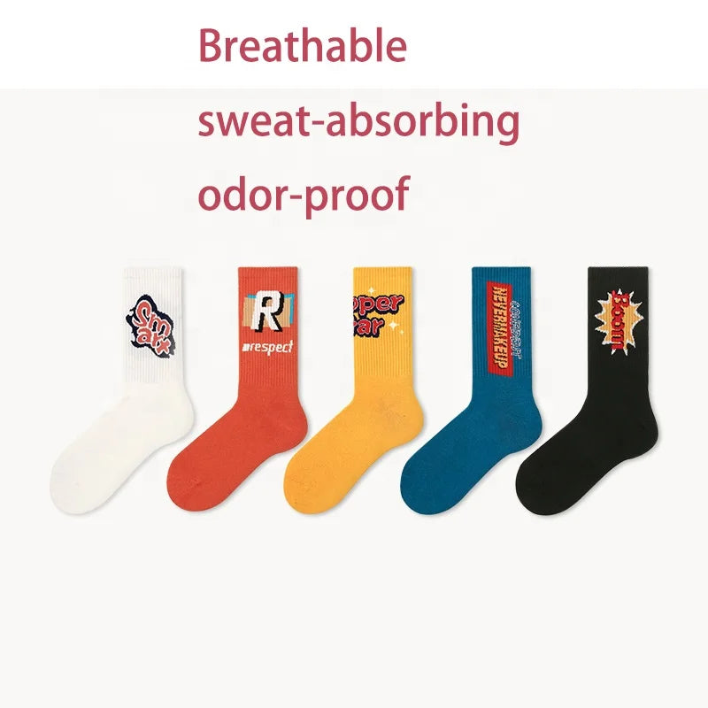 New Autumn Street Trend Letters in the Tube Socks Deodorant Sweat-absorbing Socks for Men and Women Lovers