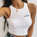Custom Logo Women's Ribbed Crop Form Fitting Ribbed Knit Tank Top Sleeveless Racerback Knit Crop Top Soft Cropped Camisole
