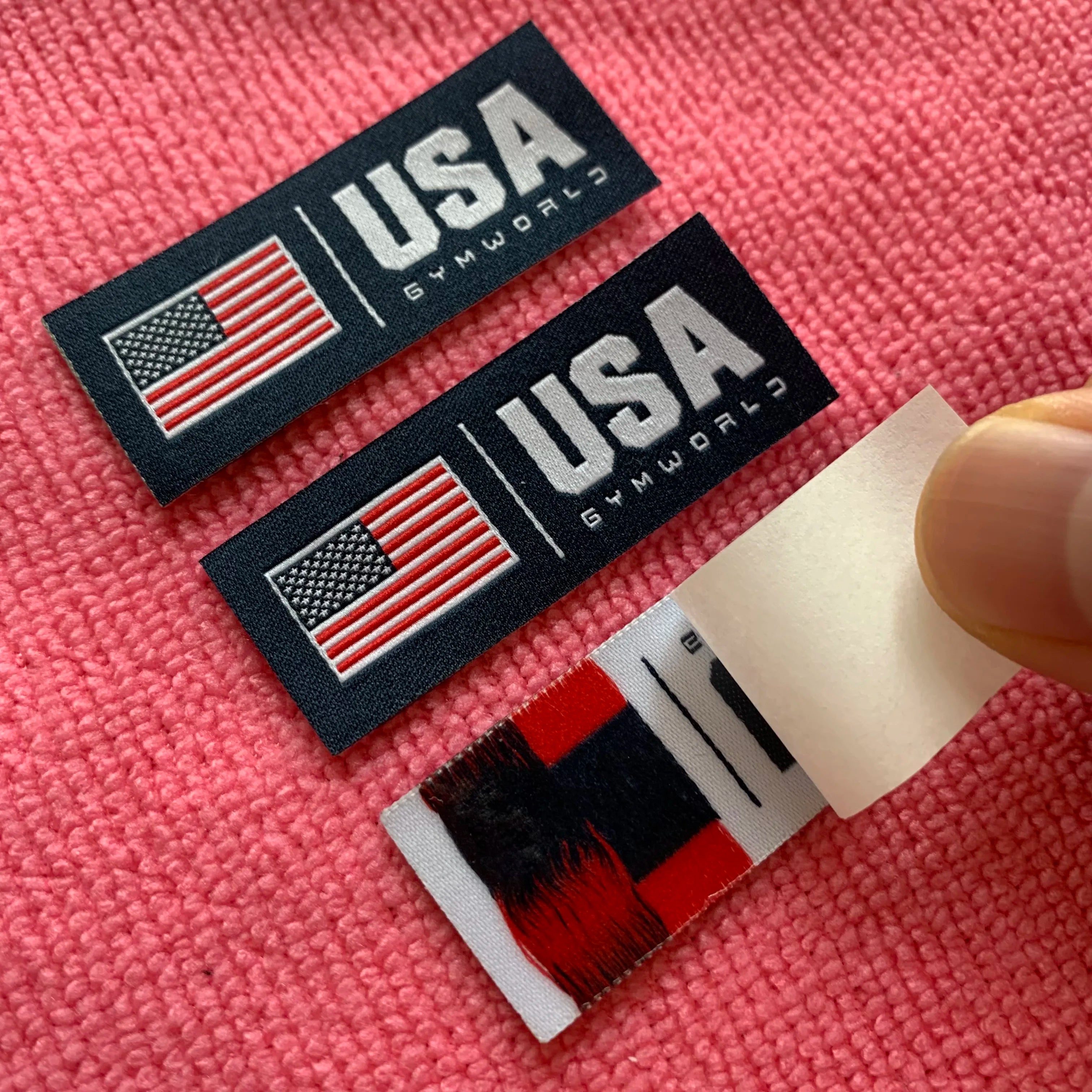 High Definition Heat Press Woven Label With Glue BackingT-shirt Neck Iron on Clothing Label
