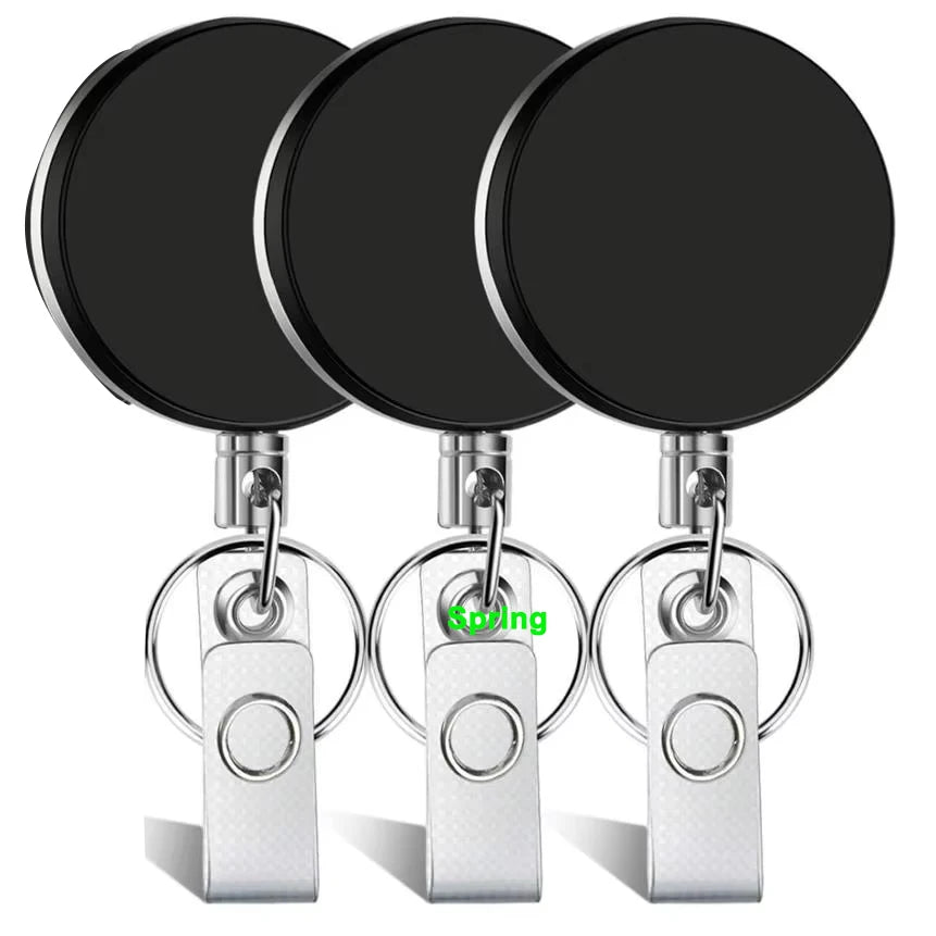 Hot Sale  Heavy Duty Plastic Badge Holder Reel ID Card Steel Cable Retractable Car Key Chain