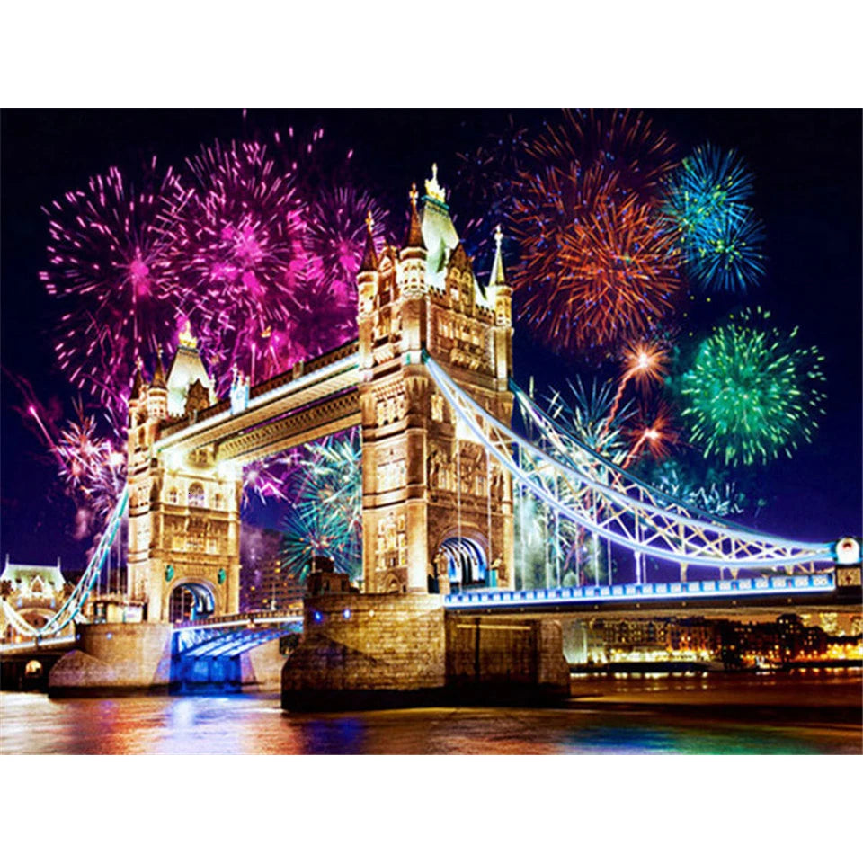 5D Full Flower DIY Square/Round Landscape Diamond Painting Tower Canvas Building Home Decoration Handmade Craft Wall Girl Gifts
