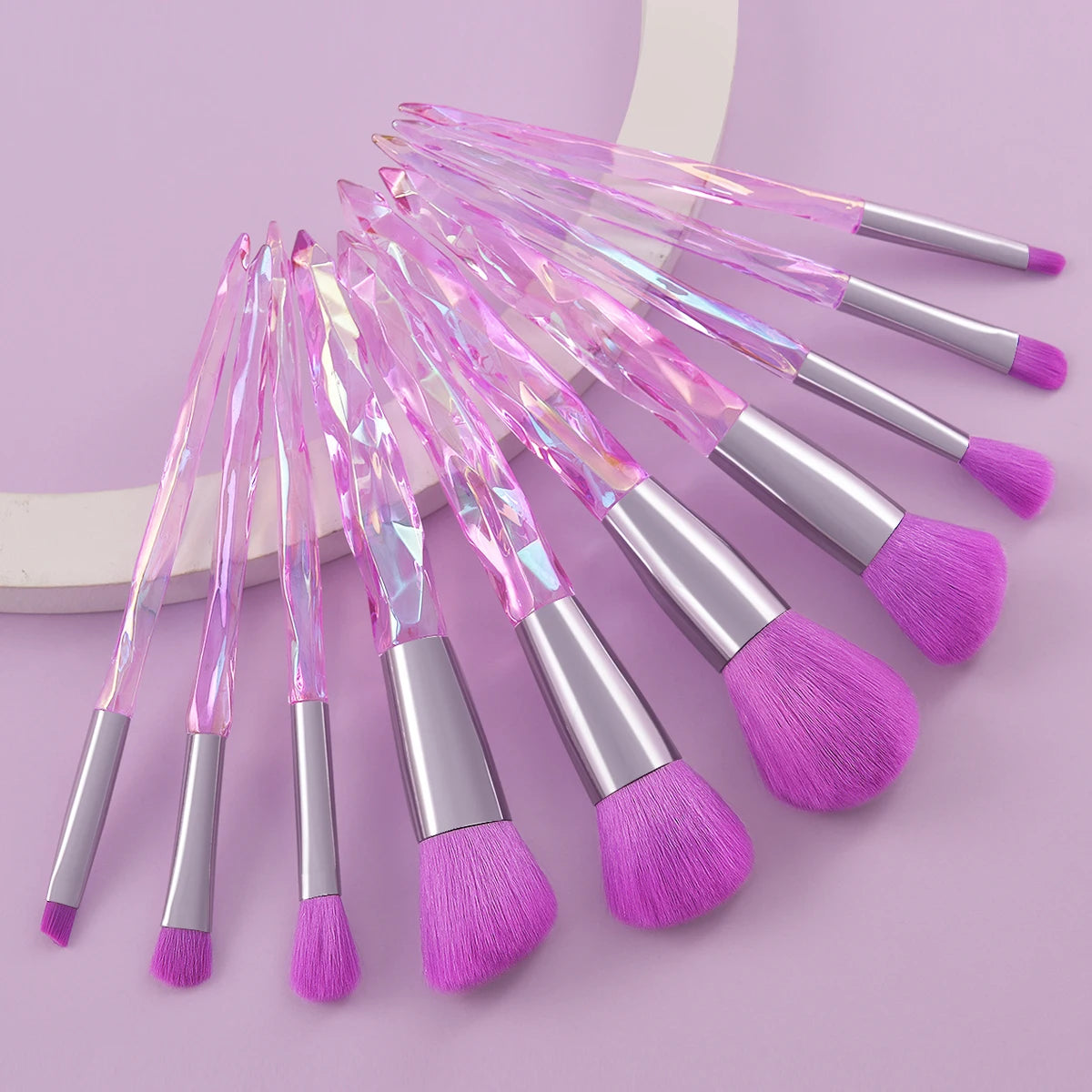 Professional Eco-friendly 10-Piece Face Shaving Brush Makeup Set Wooden Handle Nylon Hair Soft Colorful Custom Logo Option