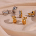 Chunky C Shape 18k Gold Plated Stainless Steel Stud Earring for Women Double Layer Earring Women Jewelry