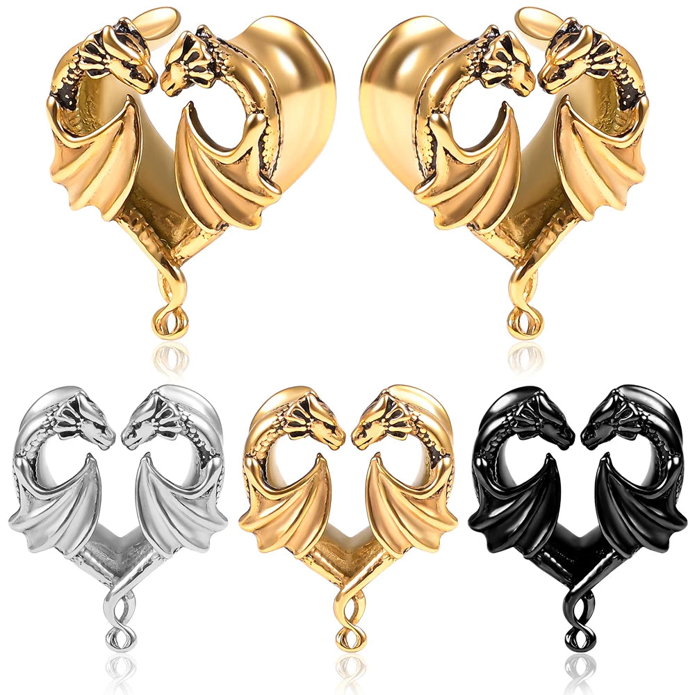 Evorte Classic Flower Vintage Saddle Ear Plug Gauges 316L Stainless Steel Horse Tunnels Stretcher Expander Unisex Piercing