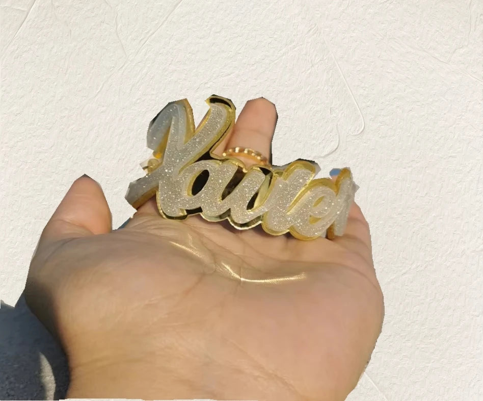 Qiuhan Dropshipping New Hip Hop Punk Custom Name Acrylic Nameplate Bangle Bracelet for Women Gift