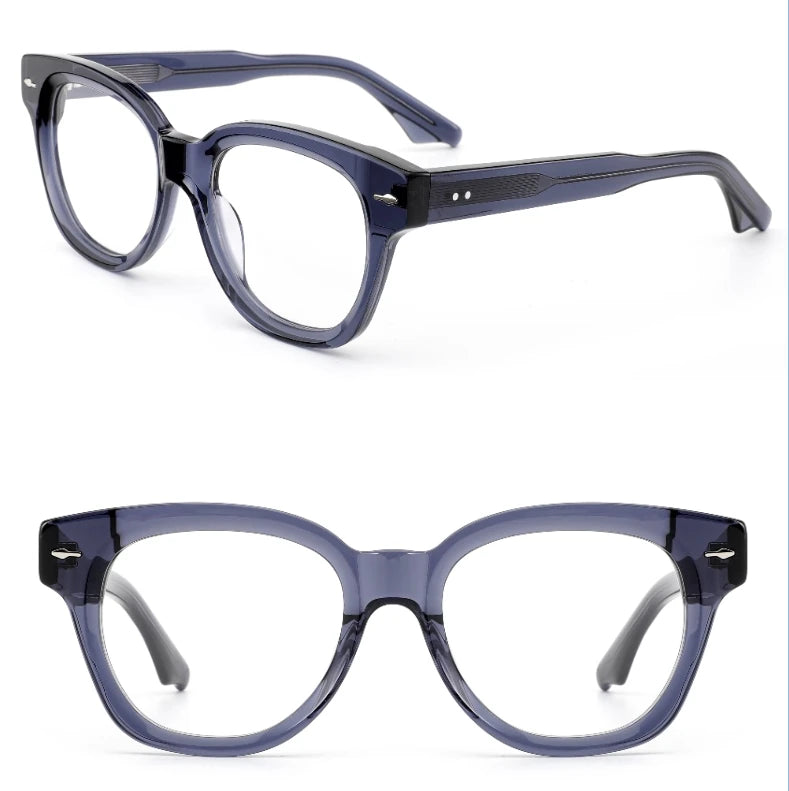 Good Quality Women's Fashion Retro Colored Acetate Cat Eye Glasses Frame for Diamond Face Shape Floral Pattern Computer Glasses