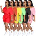 Hot Sale Ladies Tops and Shorts Suit Plus Size T-shirts Women Clothes Sets Solid Color 2 Piece Set Women