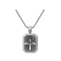 Geometric Bee Pendant Necklace for Men Stainless Steel Honeycomb Hexagon Jewelry