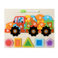 Cpc Ce New Wood Jigsaw Puzzle Montessori Educational Multifunction Shape Vehicle Cognitive Puzzle Drawing Board Toy for Children