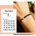Hot Selling Fashion Jewelry Simple Design Black Wax Rope Hand-woven Acrylic Letter Charms Bracelet for Women Men Jewelry