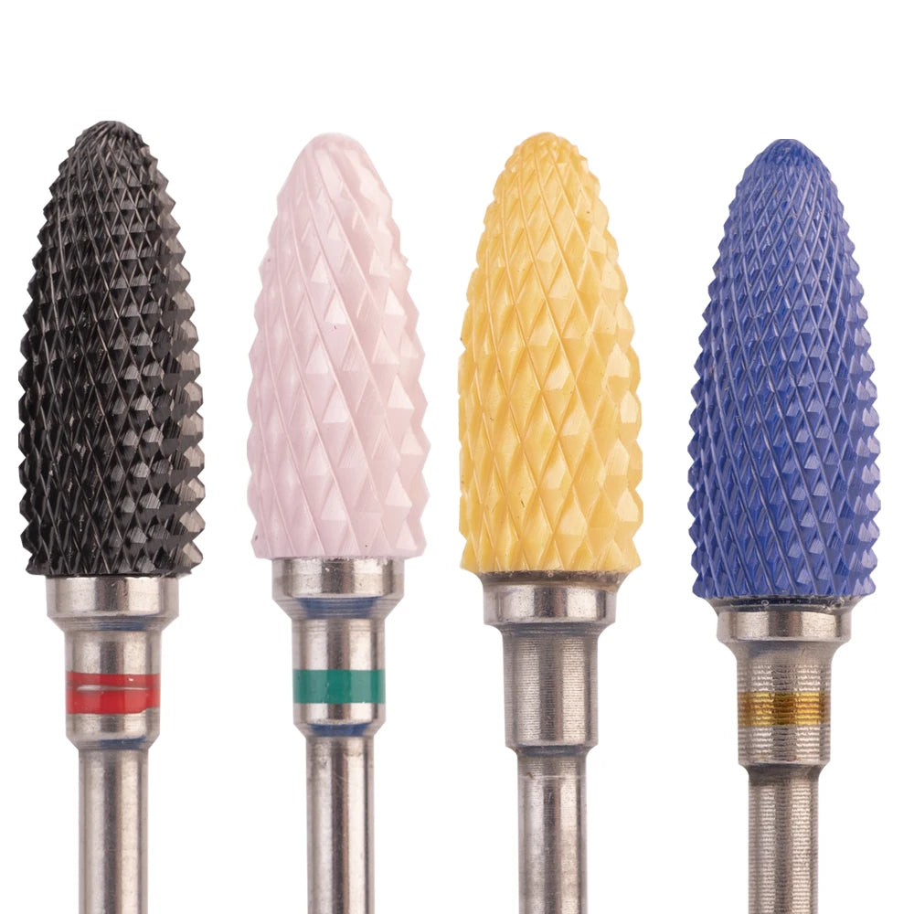 Yaqin 3/32 Cuticle Acrylic Gel Nail Polishing Manicure Professional Safety Pink Black Buffer Fine Ceramic Drill Bit Nails MegaBDM