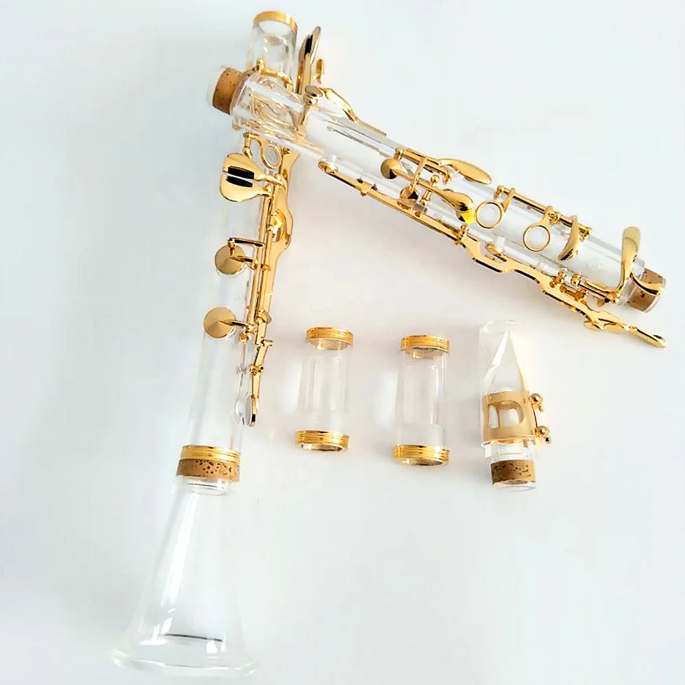 20 Keys German System Clarinet Instrument Transparent G Tone with Gold Plating 22 Keys Model