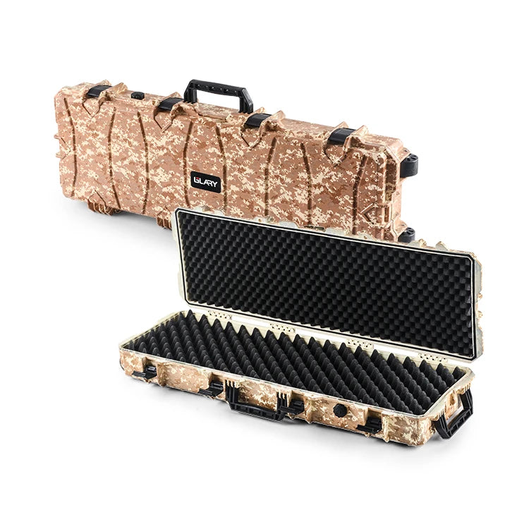 GLARY Brown Camo Stackable Outdoor Equipment Box for Guns Plastic Gun Case Box With TSA Locks Shockproof Gun Carry case
