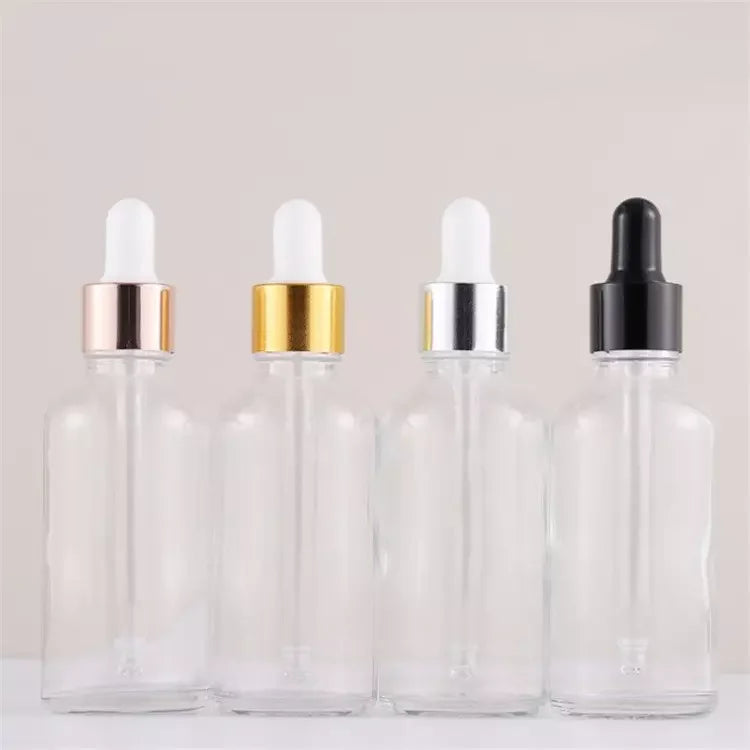 30ml 100ml Clear Glass Dropper Bottle with Rose Gold Lid Round Shoulder Refillable Cosmetic Packaging for Hair  Essential Oil
