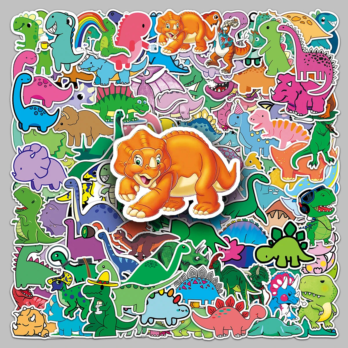 100PCS Factory Direct Cheap Decorative Fun Little Dinosaur Sticker Motorcycle Guitar Water Bottle Desktop Wardrobe Sticker