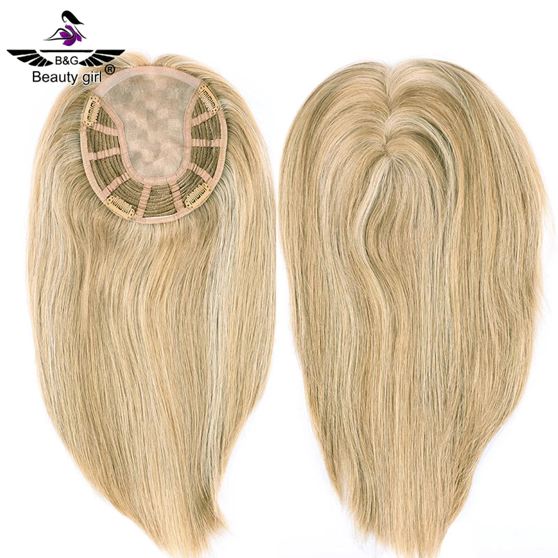 Online Shop Hot Sale 10a Virgin Unprocessed Hair Pieces for Top of Head Mono Base with Weft Blonde Hair Topper