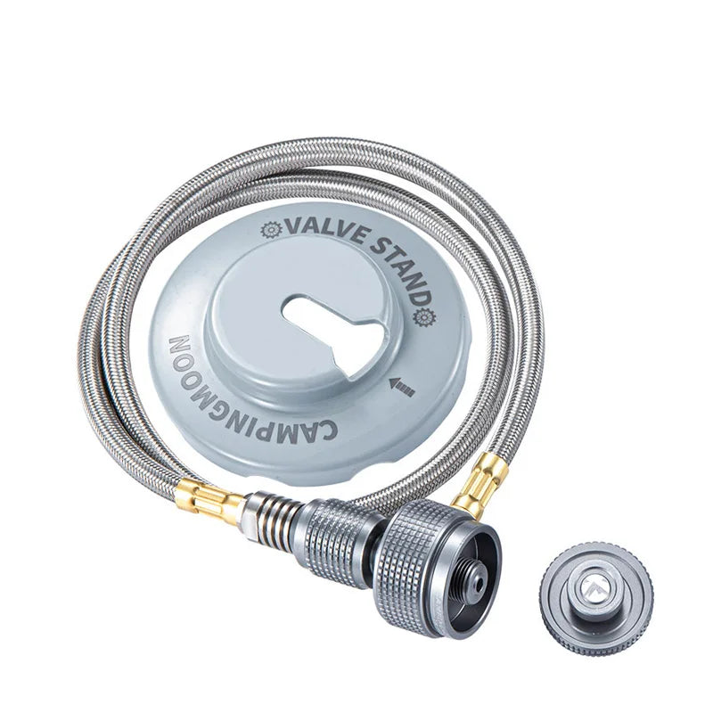 Outdoor Camping Gas Stove and Gas Canister Extent Hose 1 to 2 Ports Connector Adapter