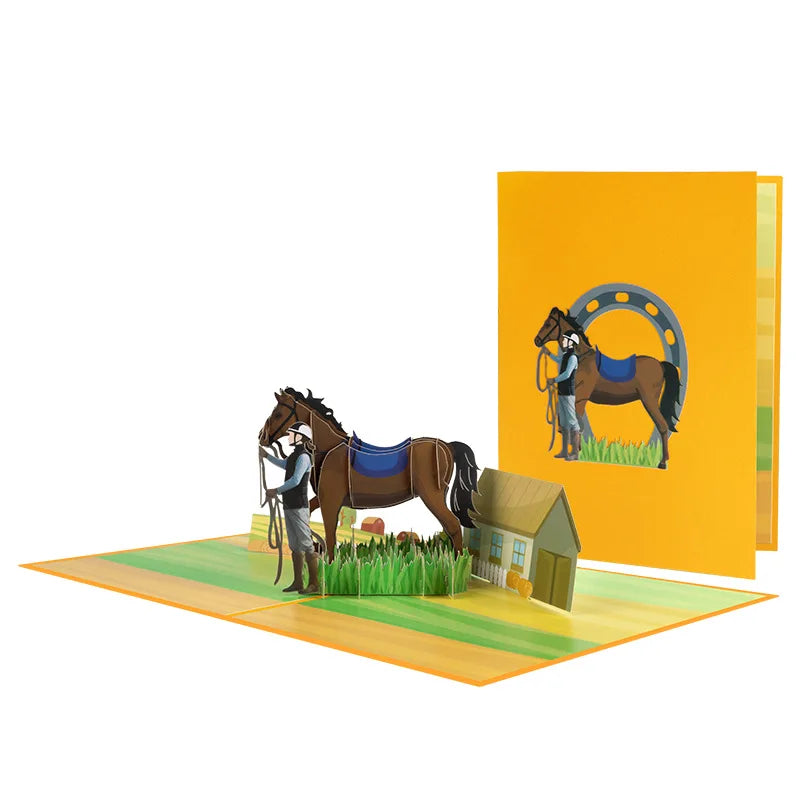 Handcrafted Creative Animal Sports 3D Pop-Up Greeting Card with Best Wishes
