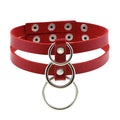 Punk Leather Choker Sexy Women Metal O Ring Collar Bondage Necklace