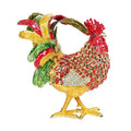 SHINNYGIFTS Large Size FengShui Metal Rooster Decoration Box Pewter Diamond for Home Office Ornaments Plated Technique