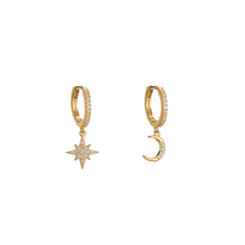 2021 Factory Whole Sale Earring Jewelry Fashion 925 Silver Star Zircon Hoop Huggie Earrings for Women