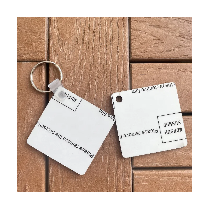 MDFSUB Eco-Friendly Square Shape 3mm Sublimation Blank Wooden MDF Keychain with Protective Film-Wholesale Price