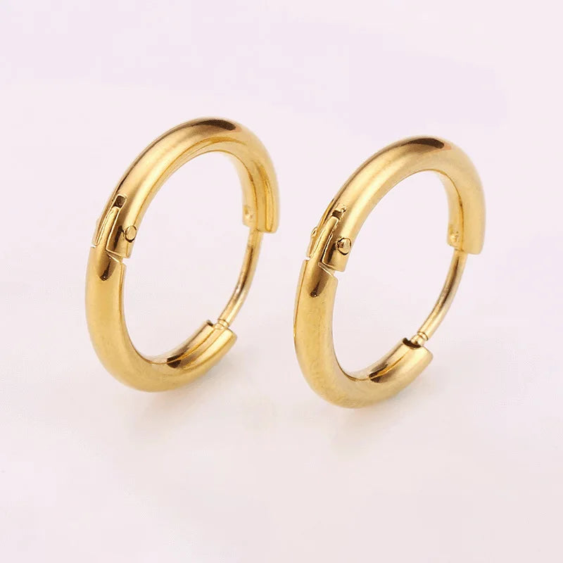 Hot Sale Gold Plated Round Earrings Stainless Steel Small Hoop Earrings for Women Men