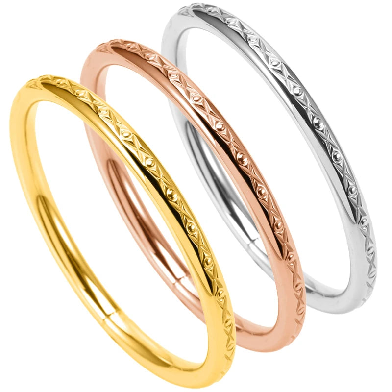 Wholesale Big Circle Bracelet Stainless Steel Circle Emboss Cuff Bracelets Bangles Women