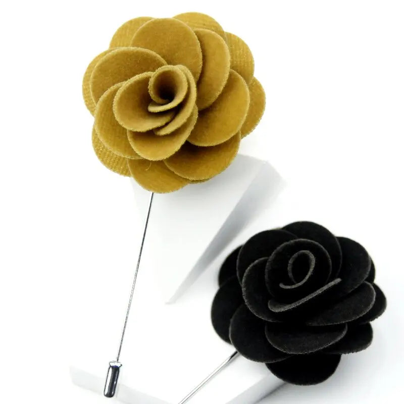 New Korean Version of the Three-Dimensional Camellia Brooch Male/Female Brooch Pin Set Groomsmen Suit Decorative Lapel Pin