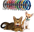 Nylon Sparkle Mixed Colors Adjustable Safety Kitten Collars Breakaway Buckle Cat Collars with Bell