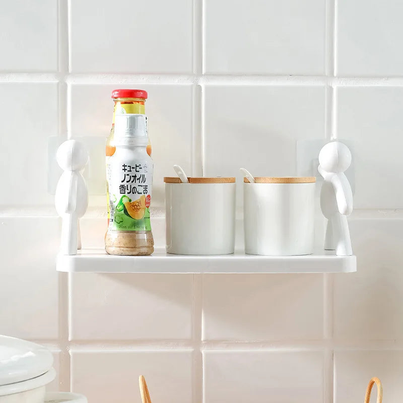 Plastic Wall Mounted Storage Rack Large Nail Free Transparent Sundry Storage Paper Box Tissue Rack Kitchen Shelf Organizer