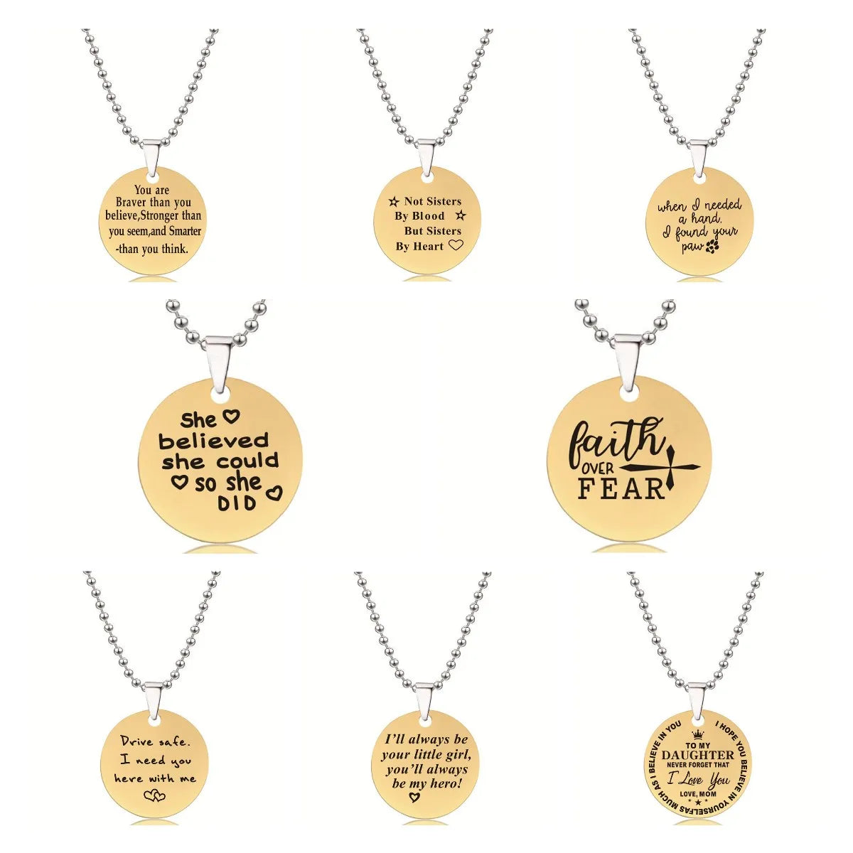 18K Gold Stainless Steel Always Remember You Are Braver Than You Believe Stronger Than You Seem Smarter Than You Necklace