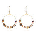 Summer Colorful Neon Hoop Earrings Handmade Gold Plated Brass Turquoise Agate Classic Brass Hoop Gifts Pearl Copper Alloy