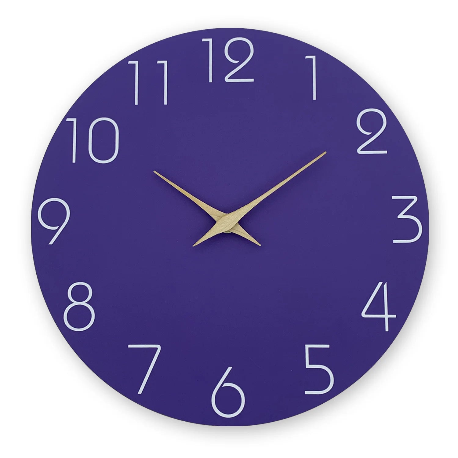 12-Inch Modern Minimalist Purple MDF Wooden Quartz Wall Clock Customizable Single Face Design for Living Room Decor