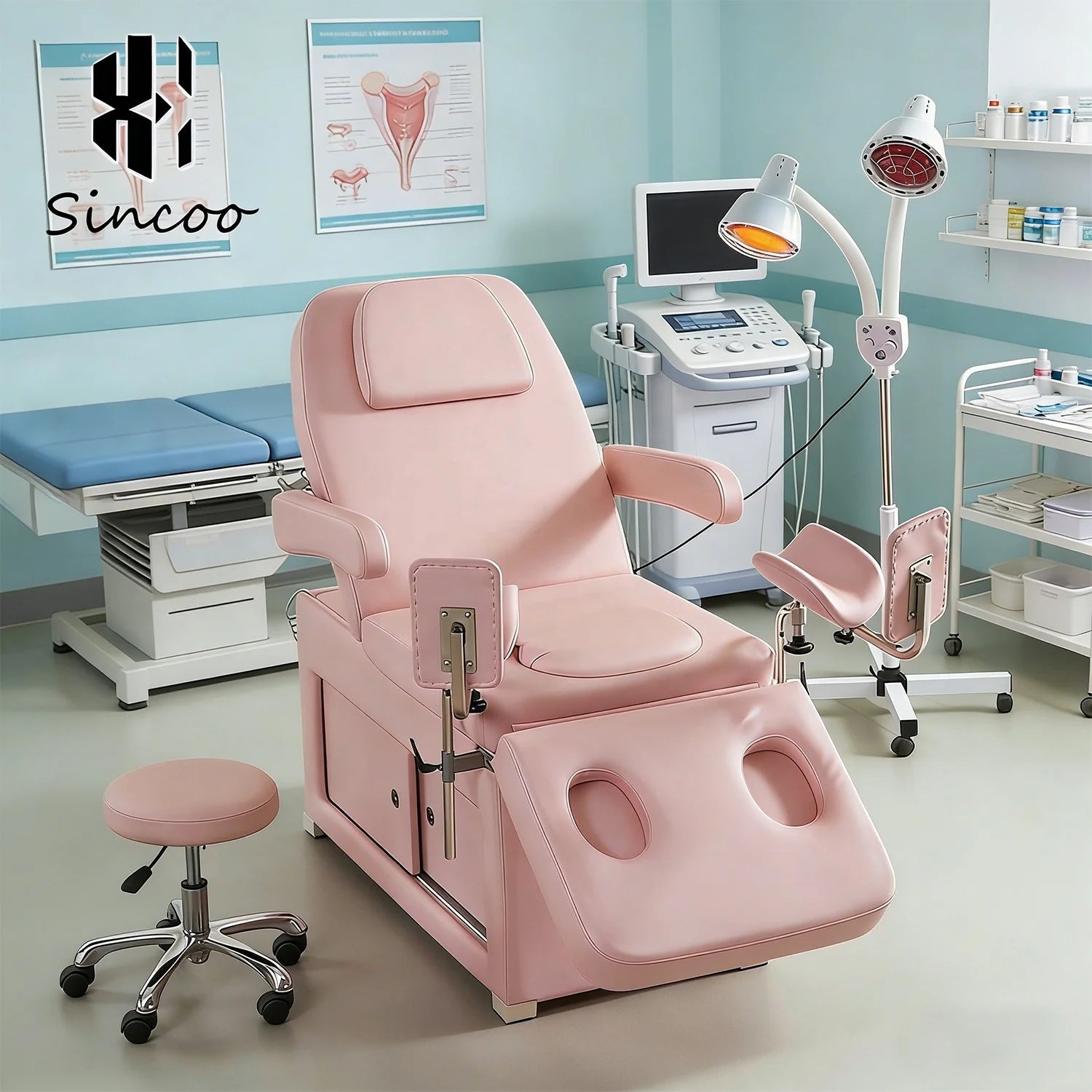 Manufacturer Multifunction With Storage Cabinet Gynecology Bed Electric Massage  Gynecological Examination Nursing Private Bed
