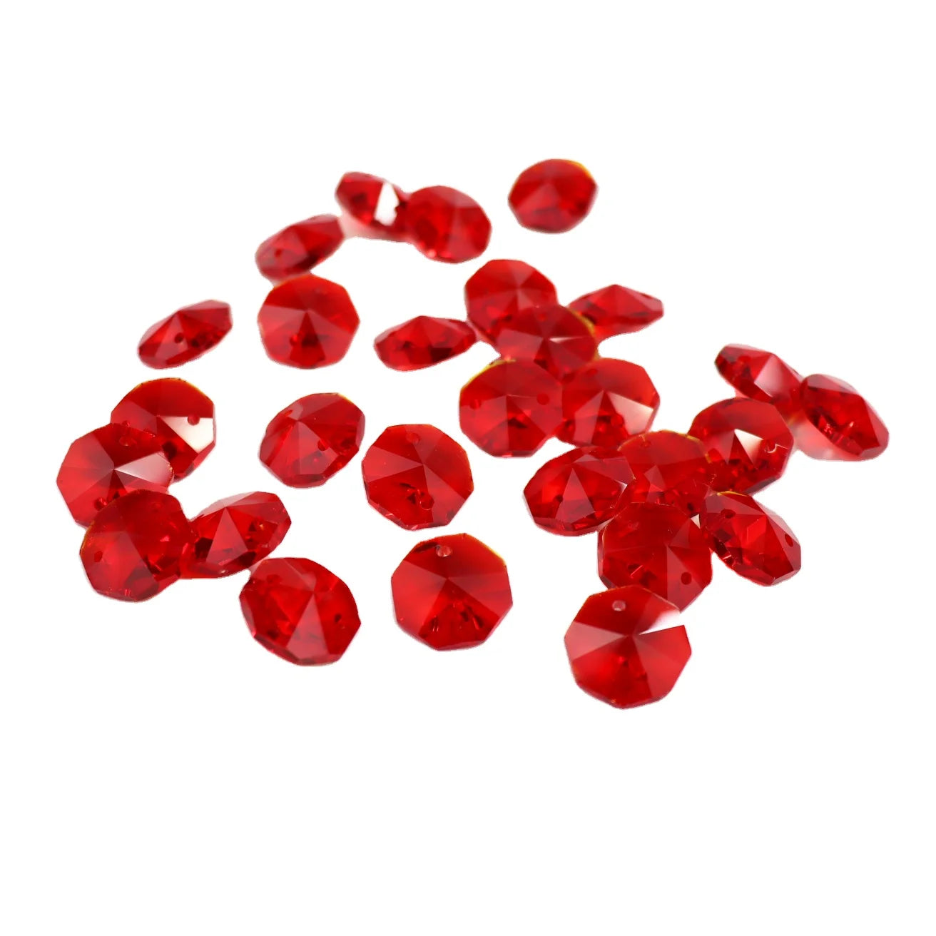 14mm Red Color Two Holes Crystal Octagon Beads Red Crystal Octagon Beads