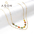 Ason New Stainless Steel Jewelry Necklace 8 Mixed Color Small Zou Chrysanthemums + With Chain Double Chains Necklace
