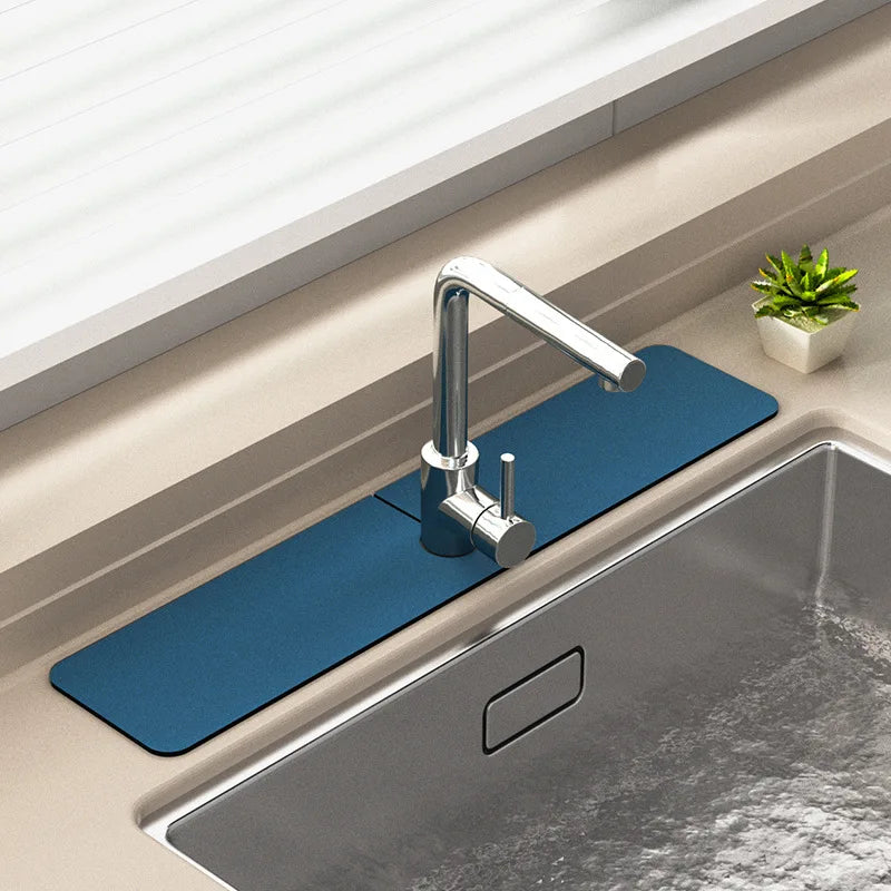 Kitchen Bathroom Washroom Sink Splash Guard Countertop Drying PU Leather Mat Sink Accessories Faucet Diatomite Absorbent Mat