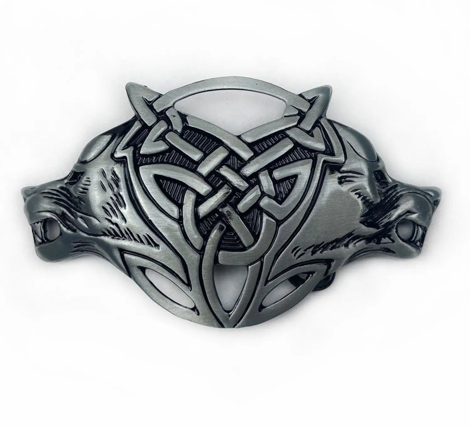 Fashion Retro Animal Viking Double Wolf Head Belt Buckle for Men Accessories