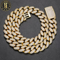 Wholesale Luxurious 18K Gold Plated Brass 18mm 3 Rows Bubble Cuban Link Chains Iced Out CZ Diamond Necklace for Men