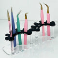 Black Acrylic Eyelash Extension Tweezers Rack Display Pink Organizer Stand Custom Logo Low MOQ Lash Supplies Tools